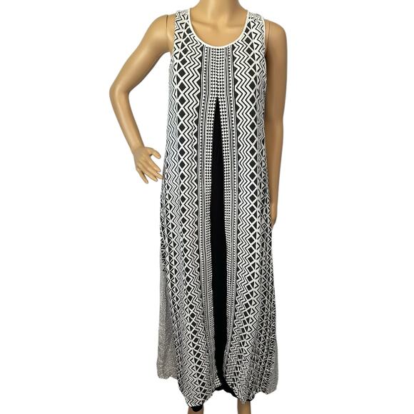 Global Desi Liva Maxi Dress Black White Boho Sleeveless Sustainable Size M - Picture 2 of 11